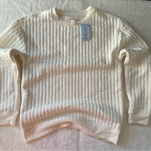 Cat and Jack Sweatshirt Pullover‎ Quilted Striped Sweater Size XL Cream